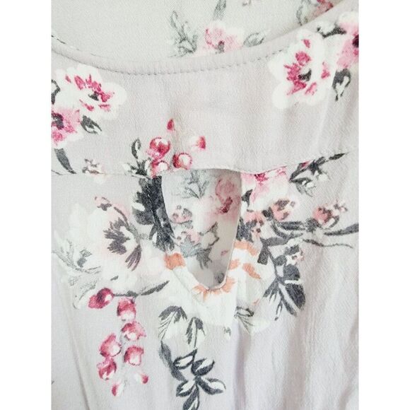 Torrid 2 Floral Baby Doll Tunic Top Keyhole Long Sleeve Blouse Flowy Pale Purple - Picture 6 of 7